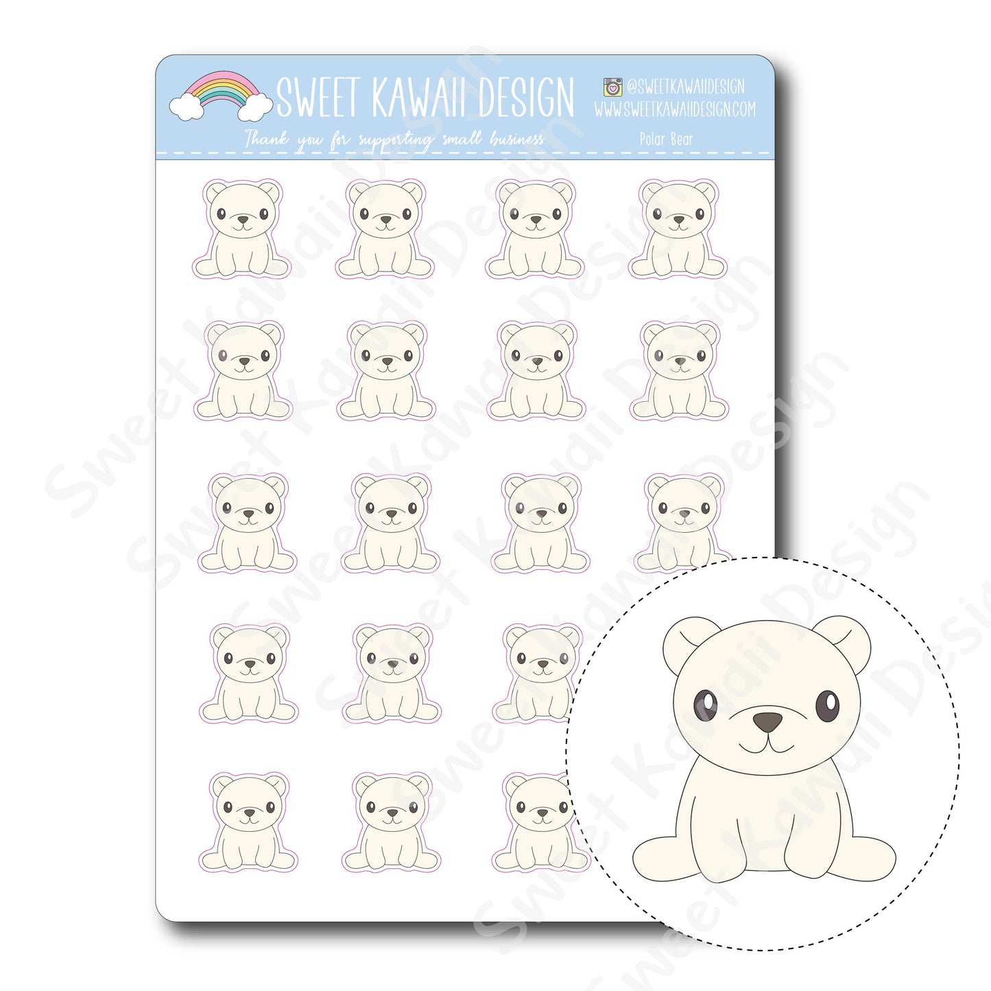 Kawaii Polar Bear Stickers