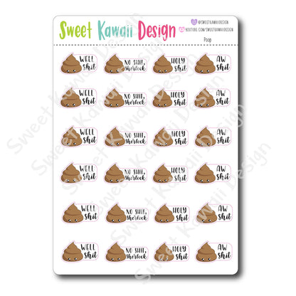 Kawaii Poop Stickers