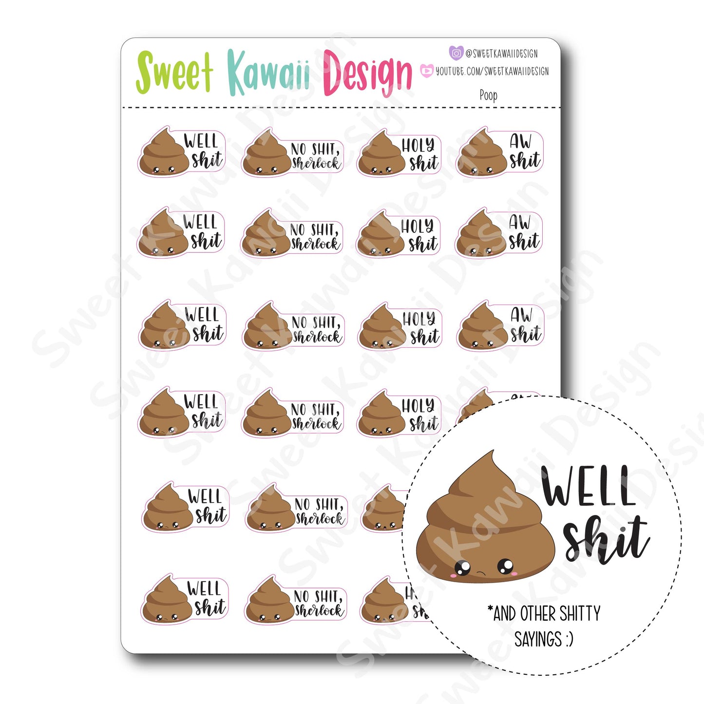 Kawaii Poop Stickers