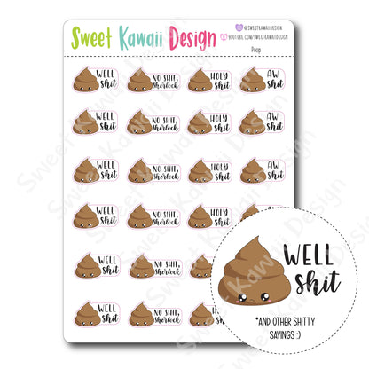 Kawaii Poop Stickers