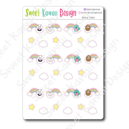 Kawaii Rainbow Critter Stickers