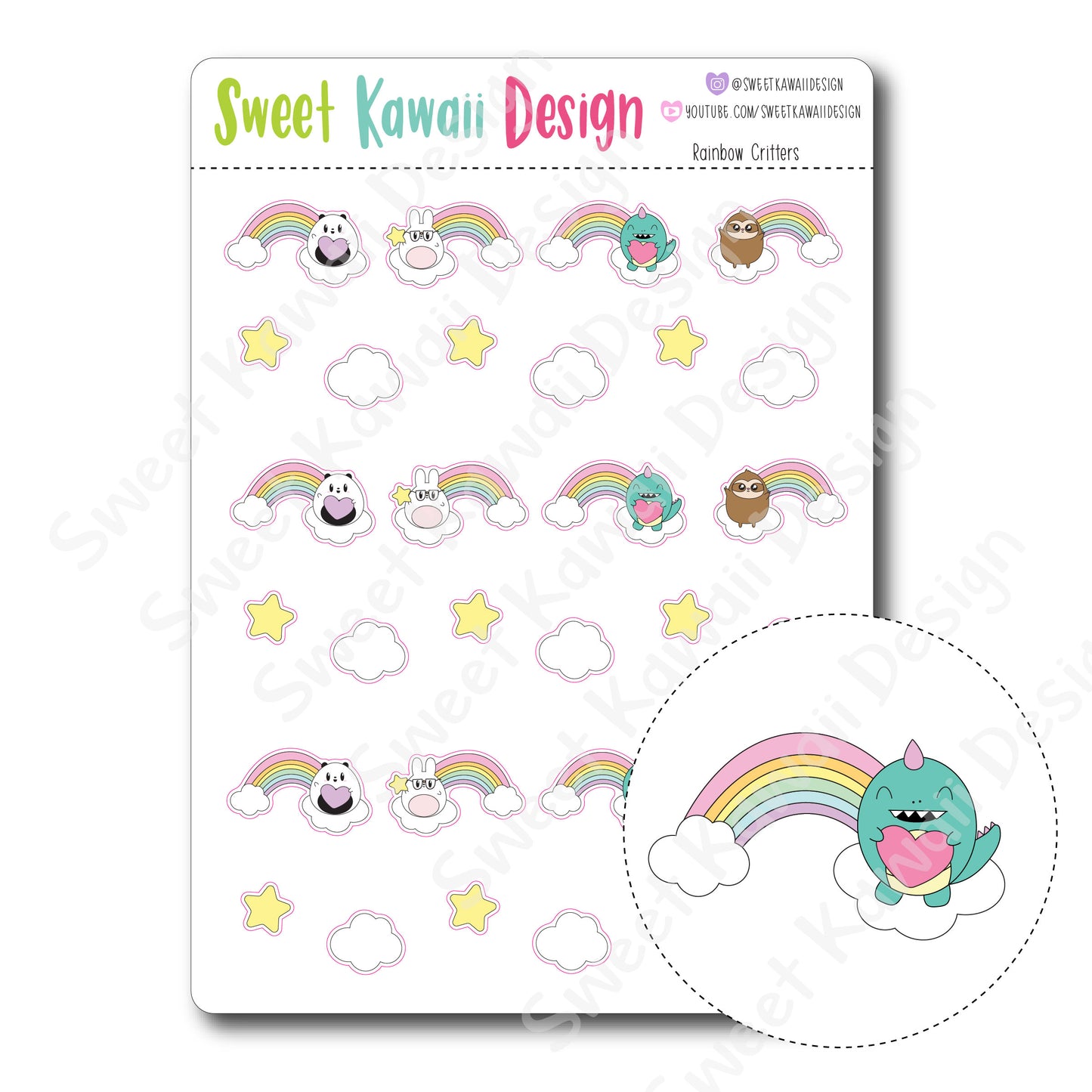 Kawaii Rainbow Critter Stickers