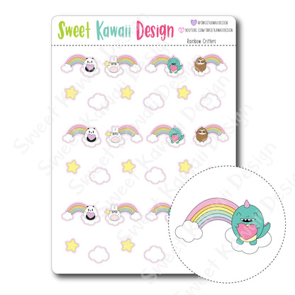 Kawaii Rainbow Critter Stickers