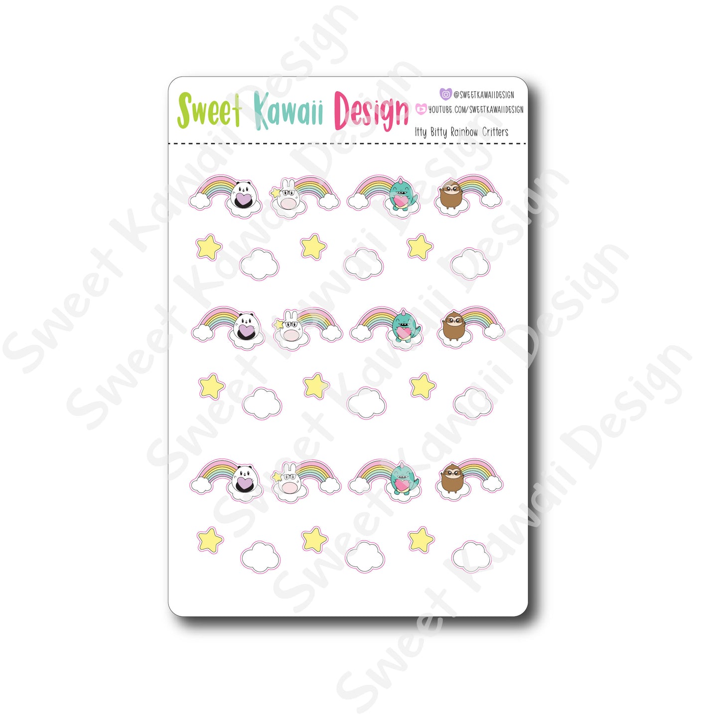 Kawaii Rainbow Critter Stickers