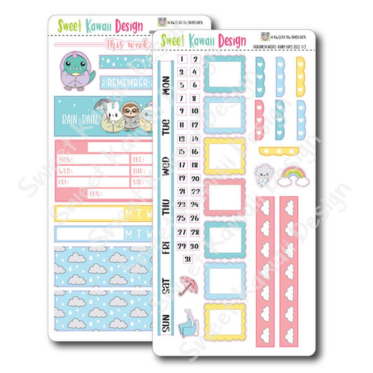 Kawaii Hobonichi Weeks Stickers - Rainy Days 22