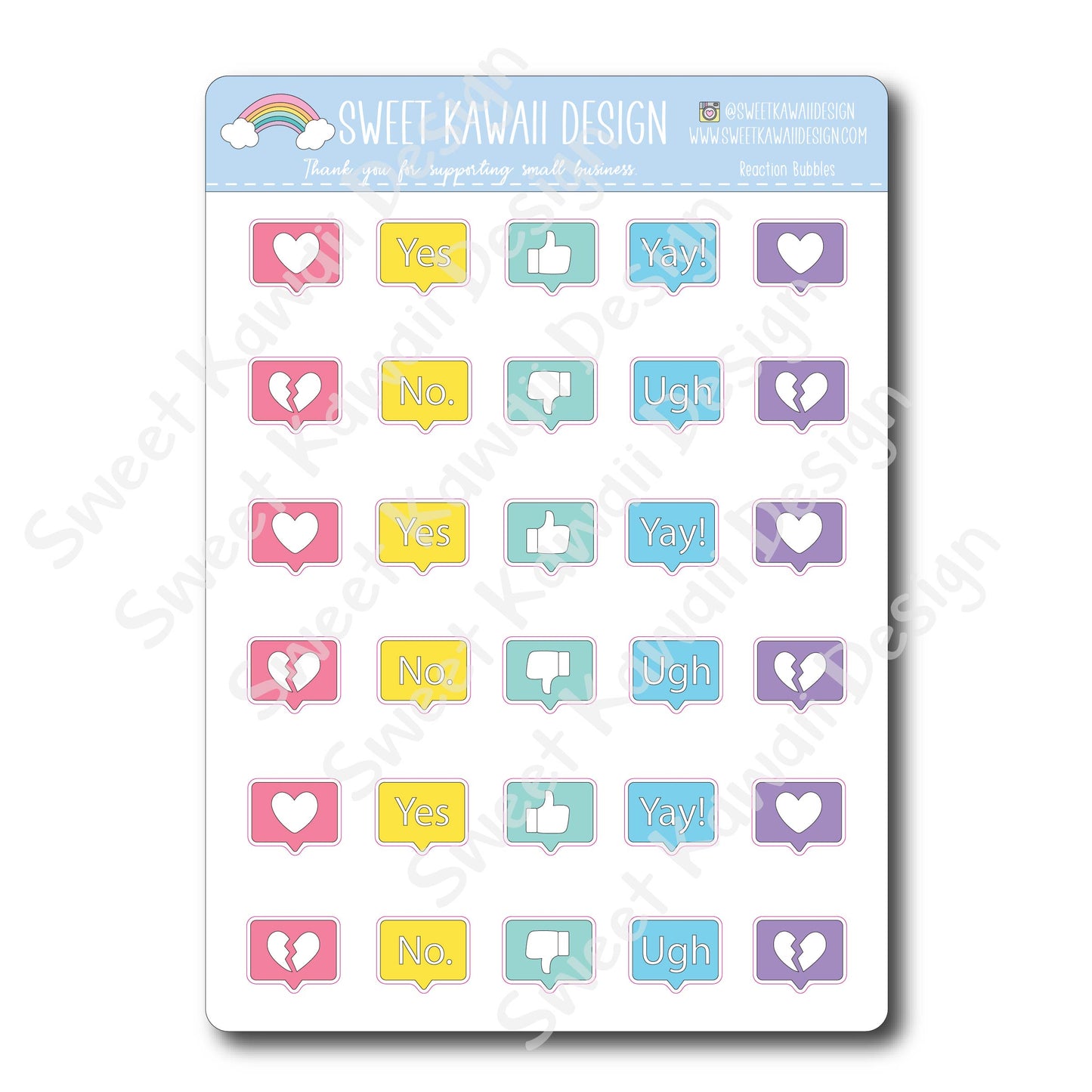 Kawaii Reaction Bubble Stickers