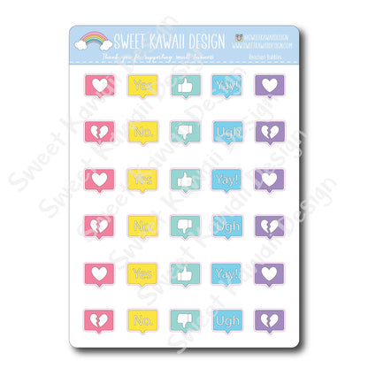 Kawaii Reaction Bubble Stickers