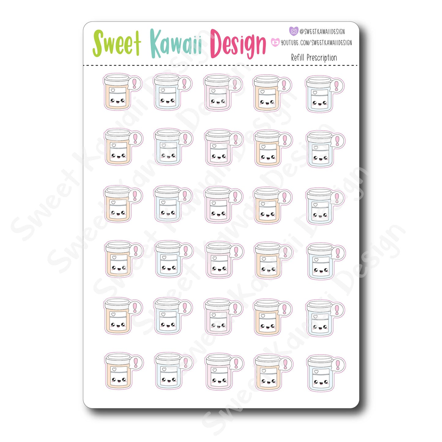 Kawaii Refill Prescription Stickers