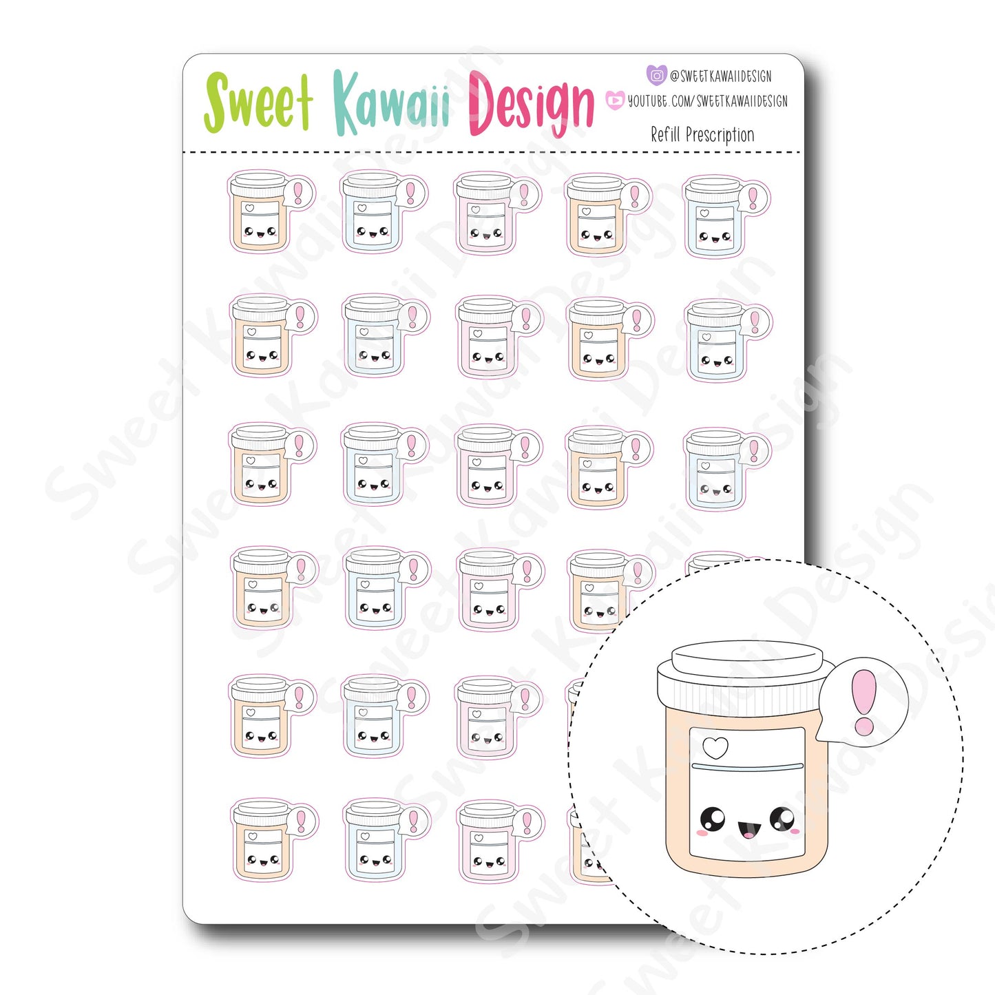 Kawaii Refill Prescription Stickers