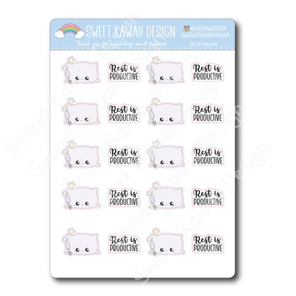 Kawaii Rest is Productive Stickers