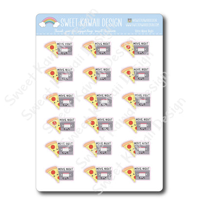 Kawaii Retro Movie Night Stickers