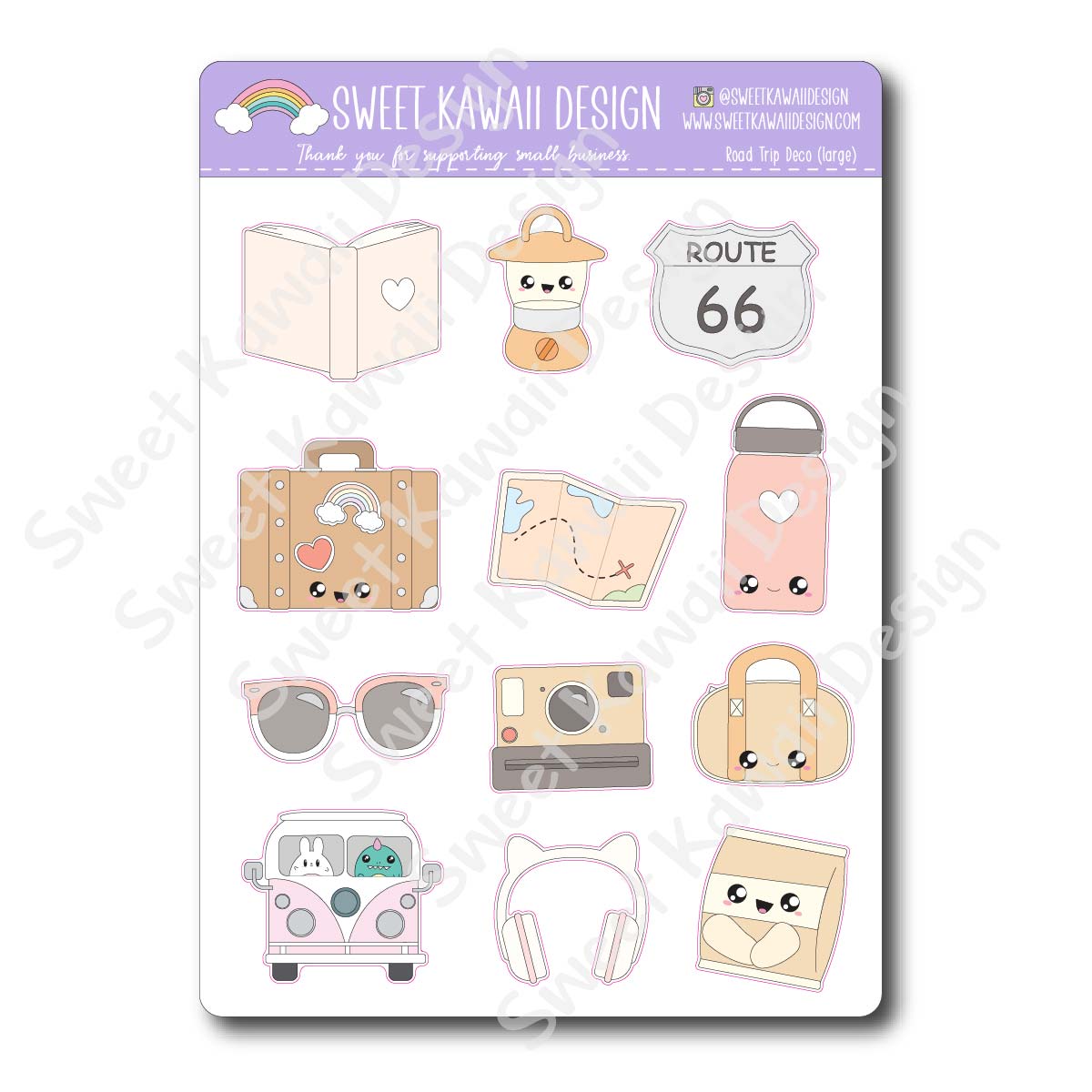 Kawaii Road Trip Deco (Large) Stickers