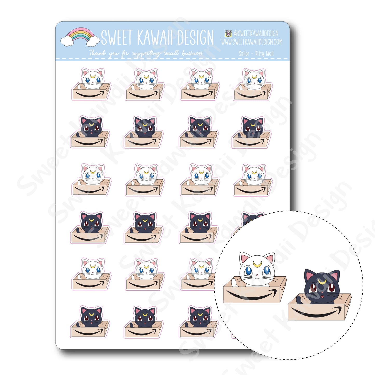 Kawaii Sailor Kitty Mail Stickers