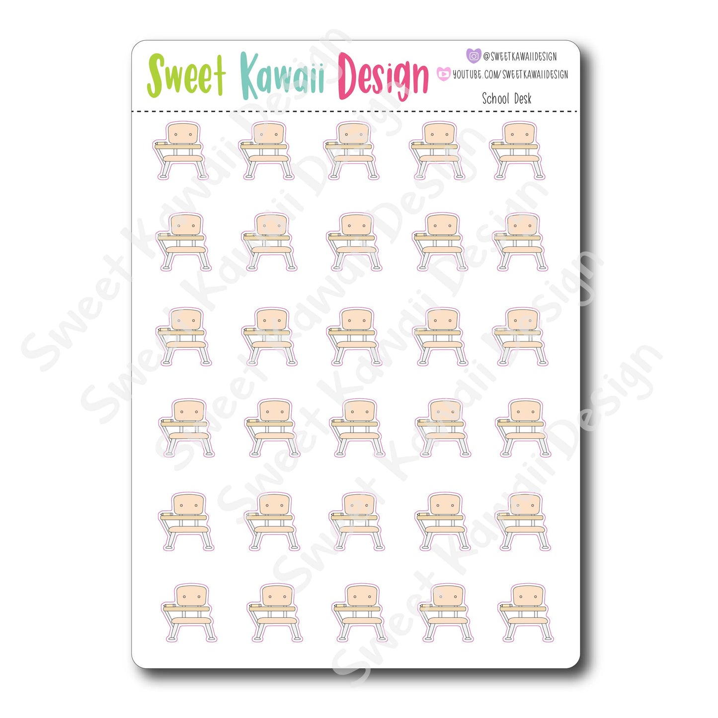 Kawaii School Desk Stickers