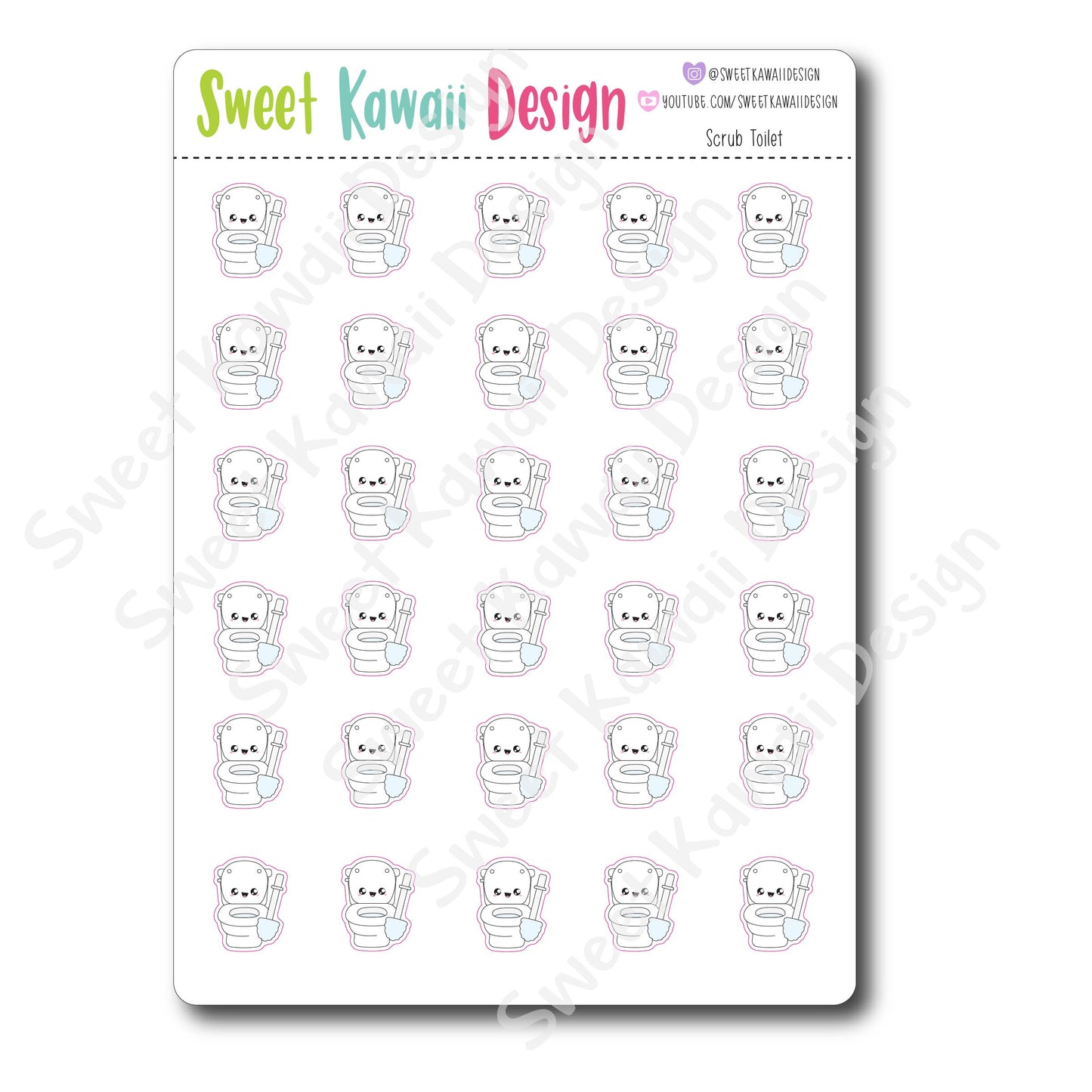 Kawaii Scrub Toilet Stickers