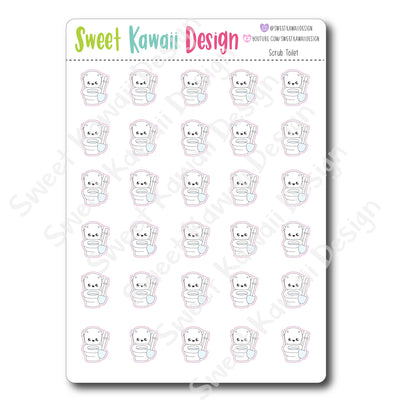 Kawaii Scrub Toilet Stickers