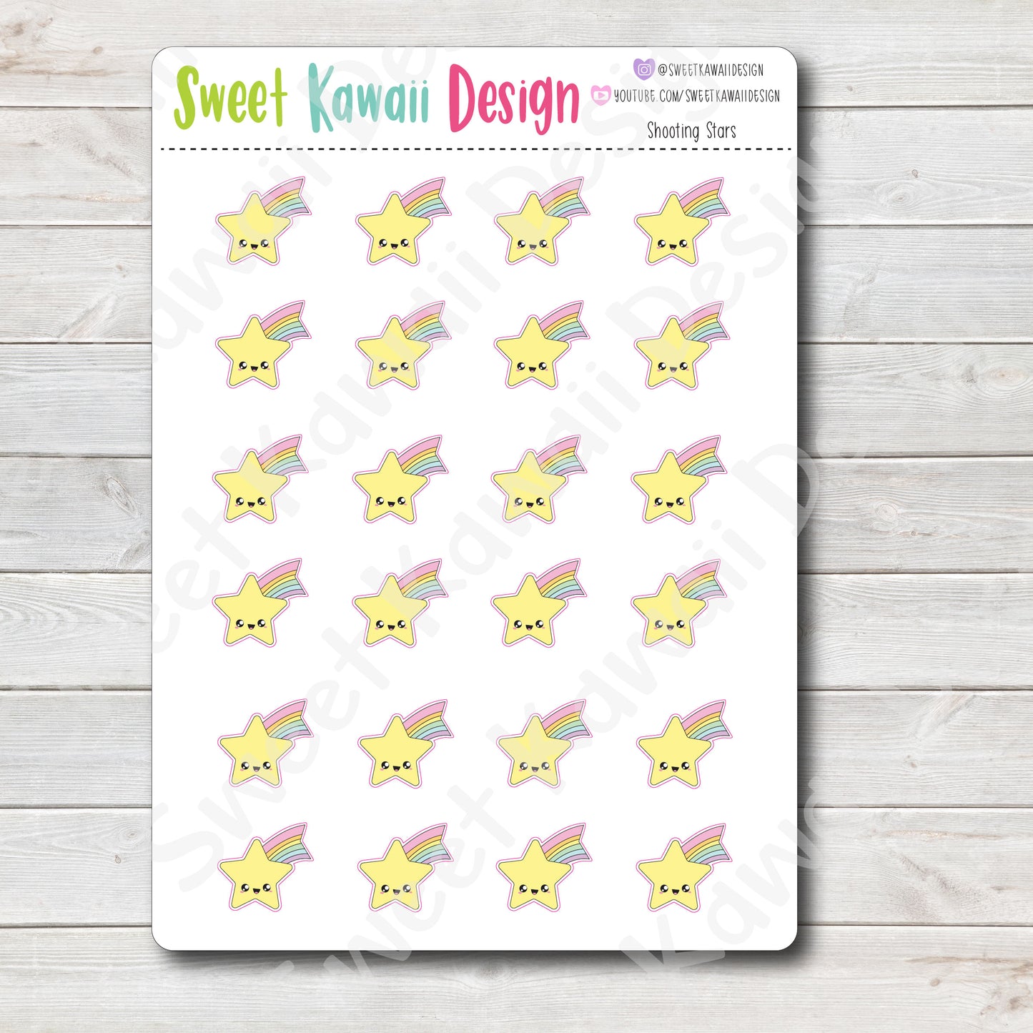 Kawaii Shooting Star Stickers