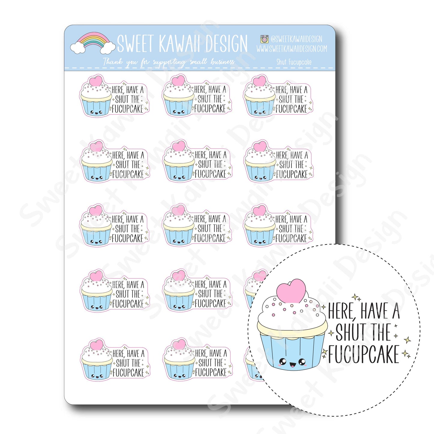 Kawaii Shut Fucupcake Stickers