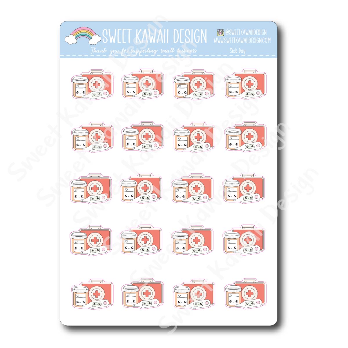 Kawaii Sick Day Stickers