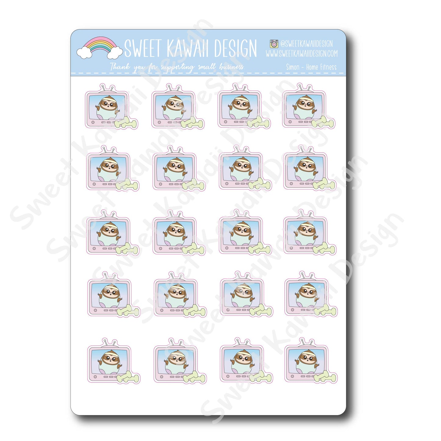 Kawaii Simon Stickers - Home Fitness