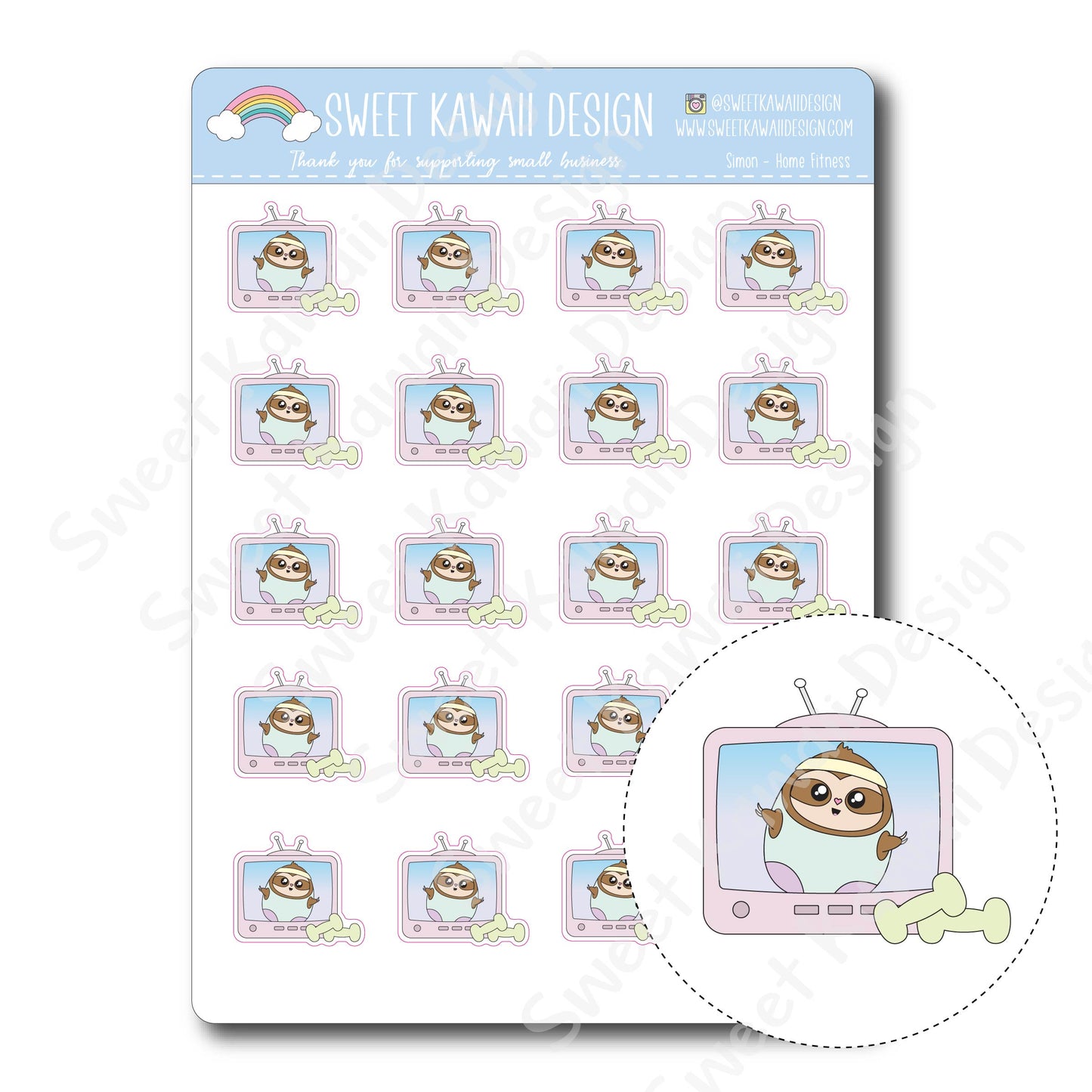 Kawaii Simon Stickers - Home Fitness