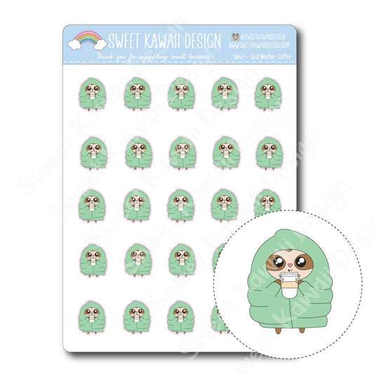 Kawaii Simon Stickers - Cold Weather Coffee