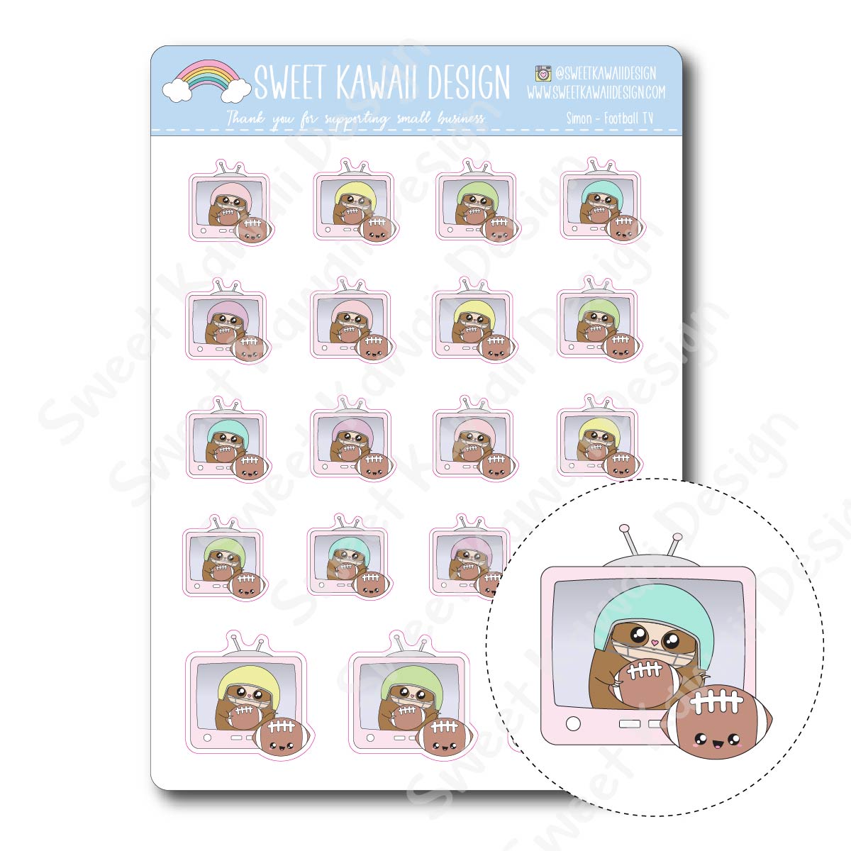 Kawaii Simon Stickers - Football TV