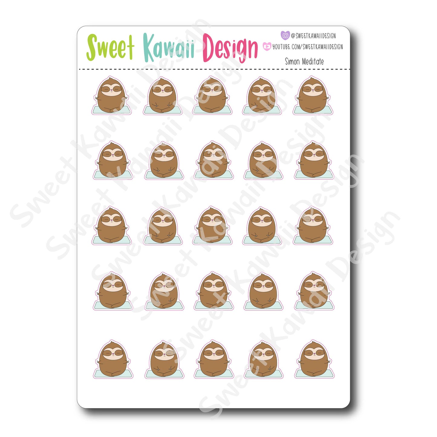 Kawaii Simon Stickers - Meditate