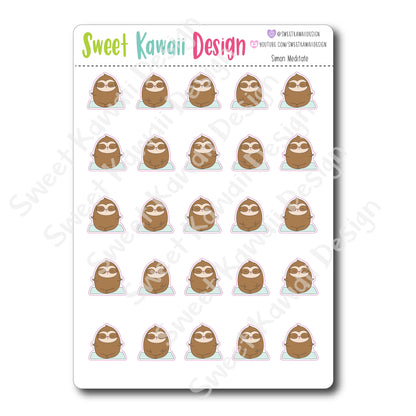 Kawaii Simon Stickers - Meditate