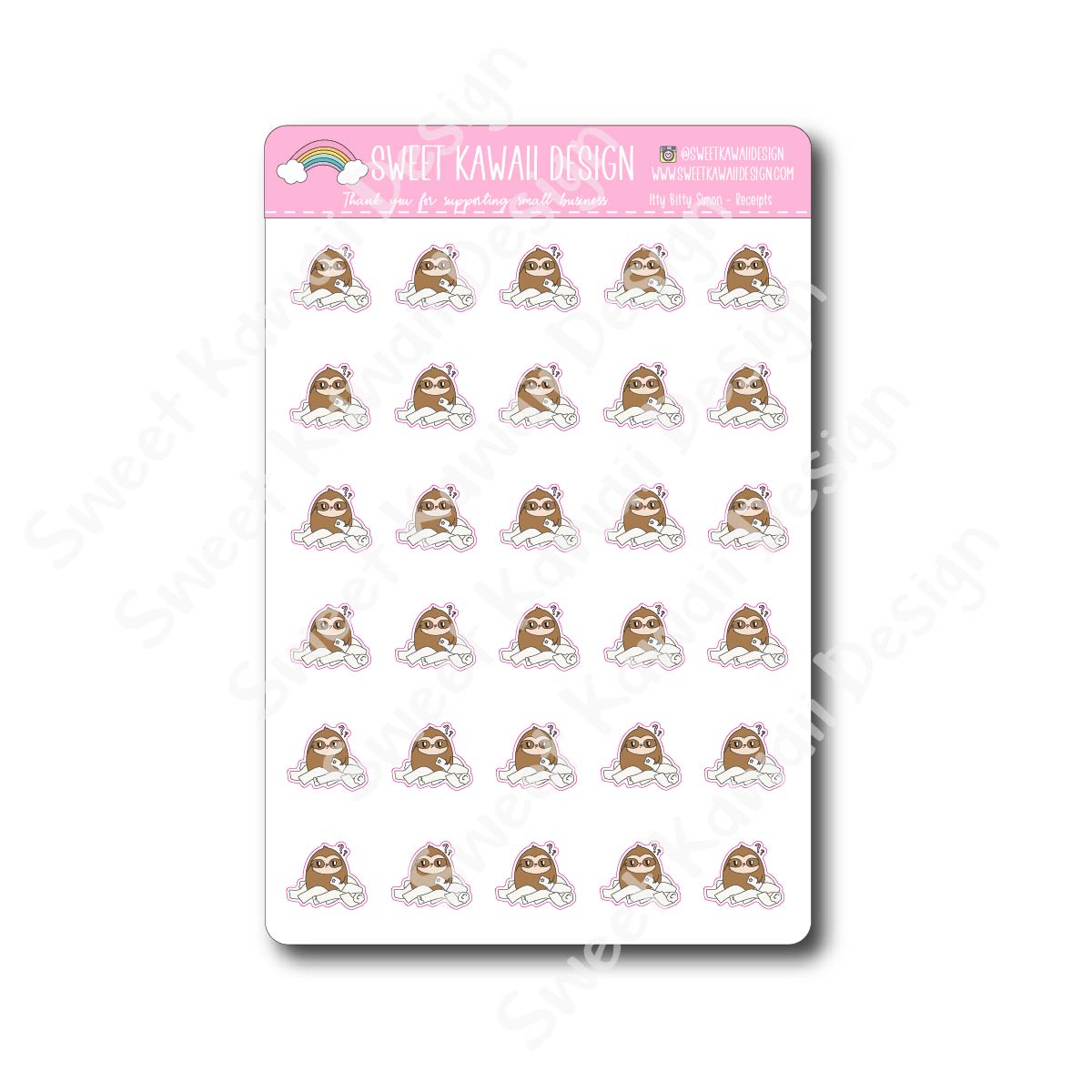 Kawaii Simon Stickers - Receipts