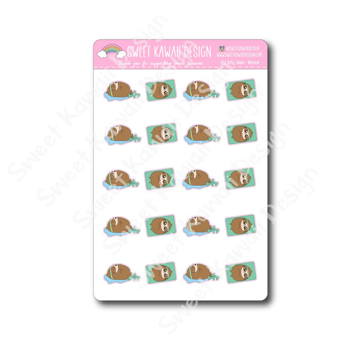 Kawaii Simon Stickers - Workout