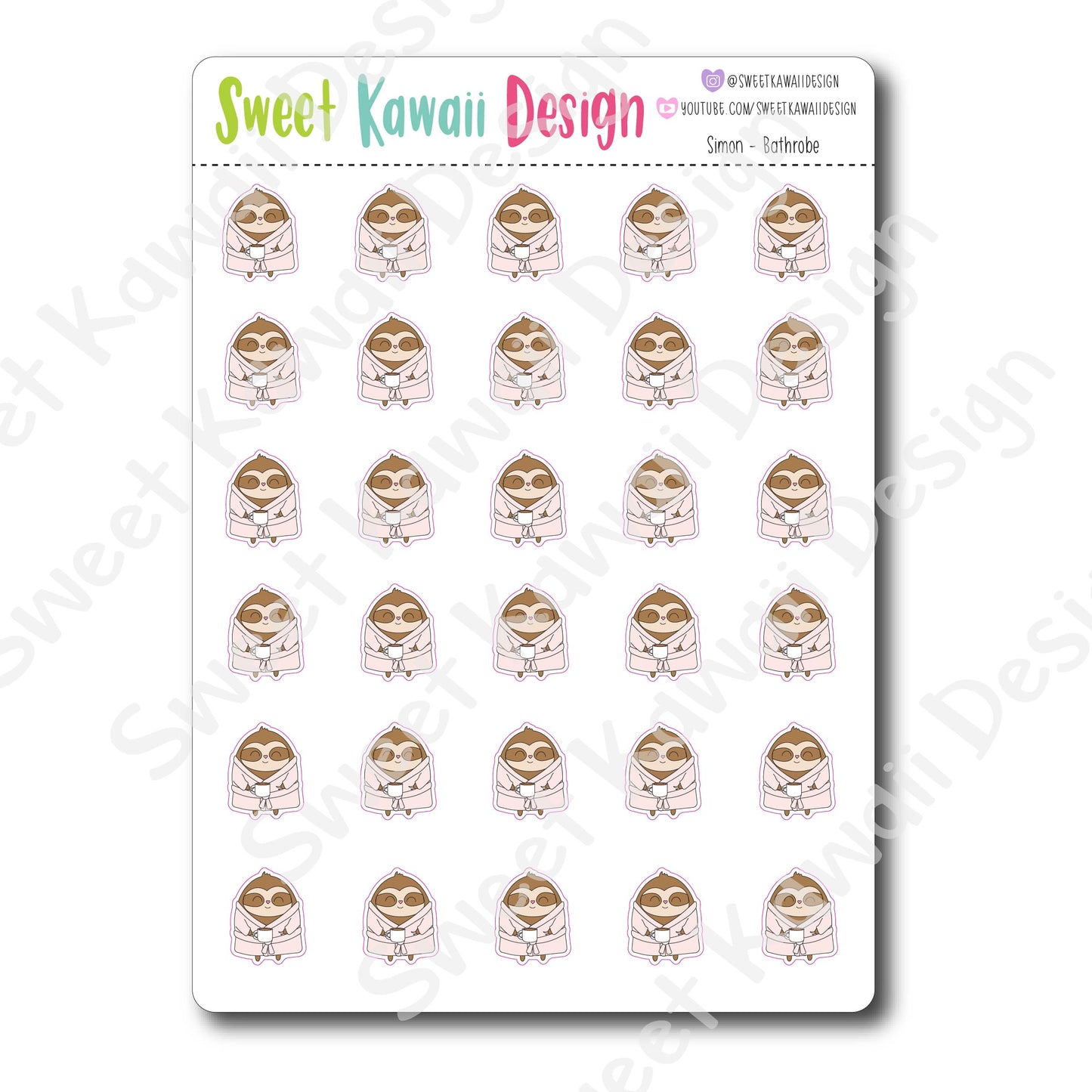 Kawaii Simon Bathrobe Stickers