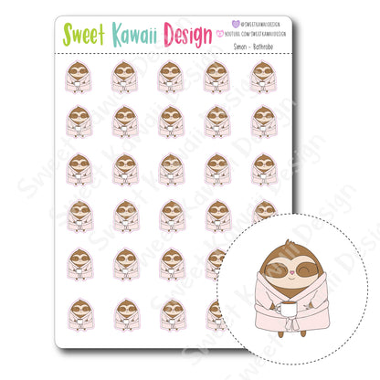 Kawaii Simon Bathrobe Stickers