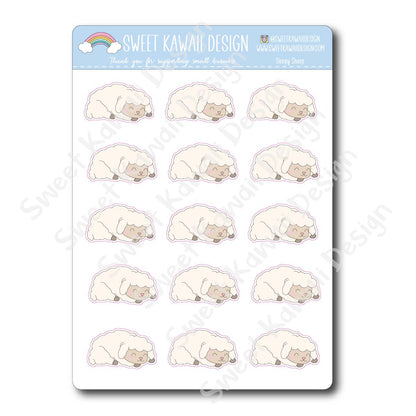 Kawaii Sleepy Sheep Stickers