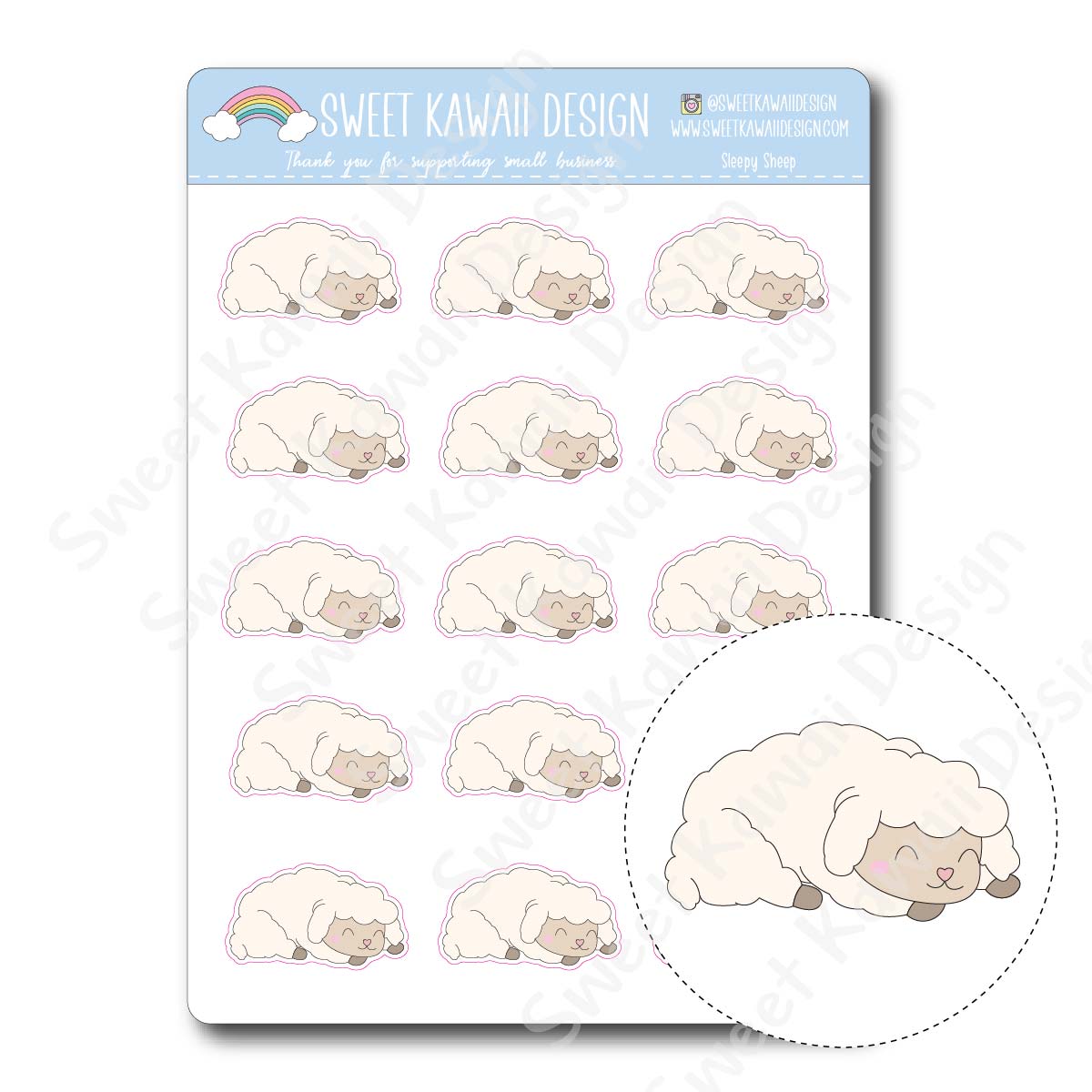 Kawaii Sleepy Sheep Stickers