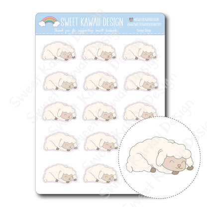 Kawaii Sleepy Sheep Stickers