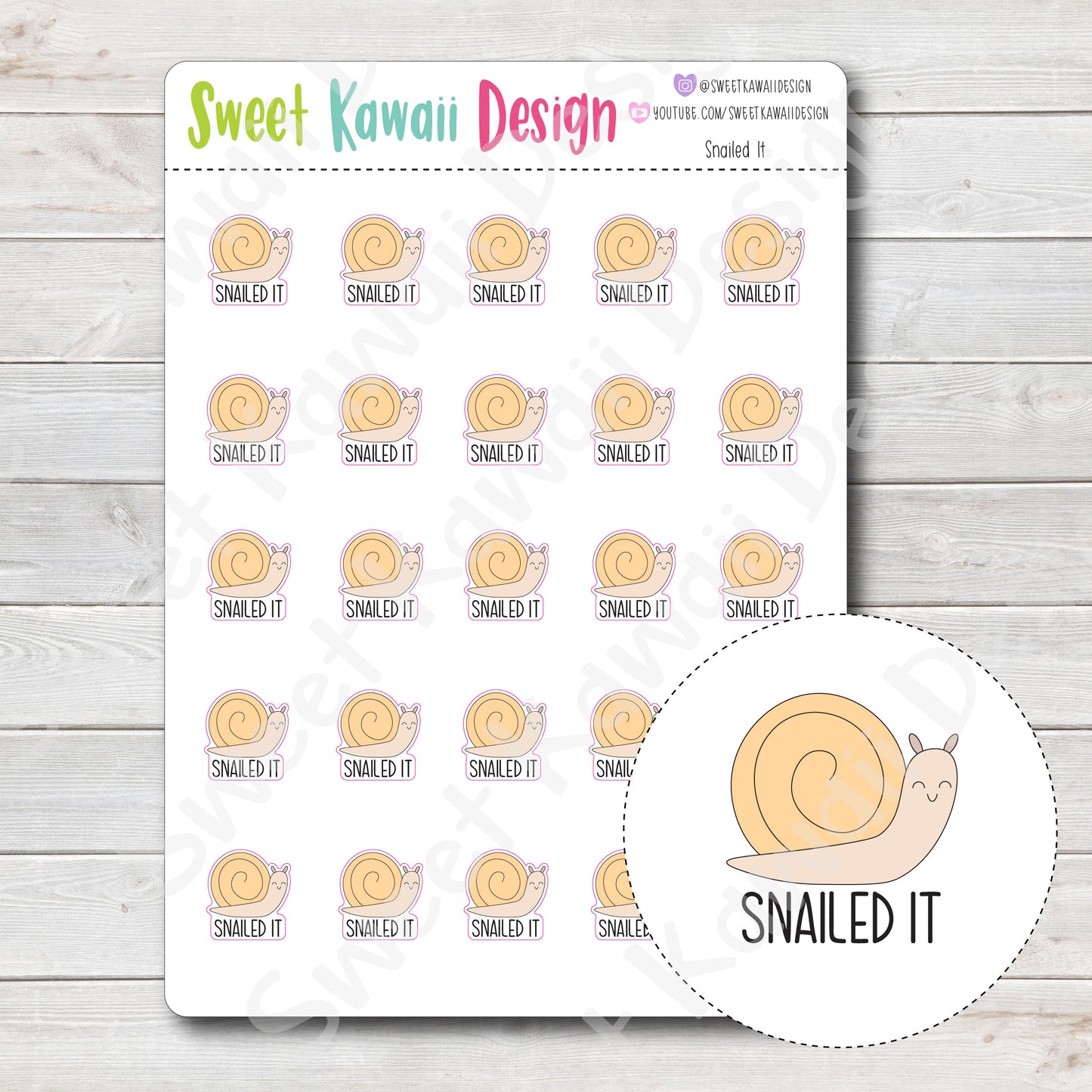 Kawaii Snailed It Stickers