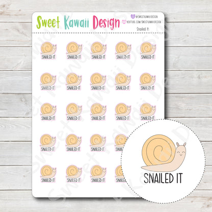 Kawaii Snailed It Stickers