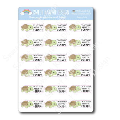 Kawaii Snapping Turtle Stickers