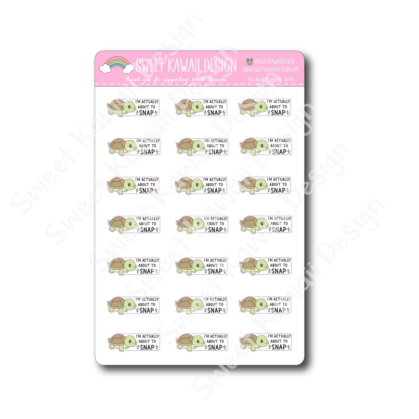 Kawaii Snapping Turtle Stickers