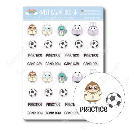 Kawaii Soccer Stickers - Games/Practice