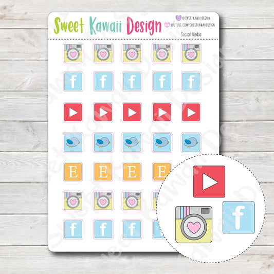 Kawaii Social Media Stickers