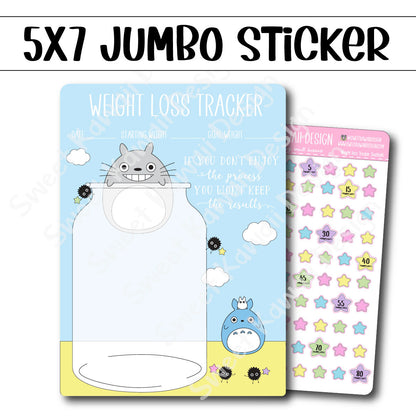 Kawaii Jumbo Sticker - 5x7 Weight Loss Tracker - Sootballs