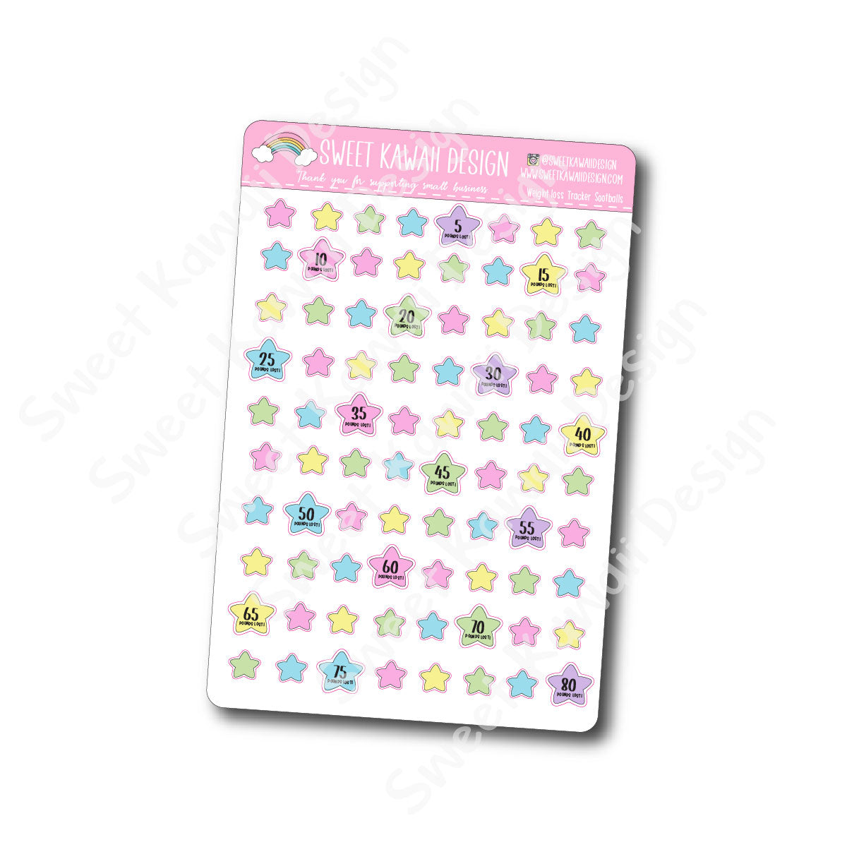 Kawaii Jumbo Sticker - 5x7 Weight Loss Tracker - Sootballs