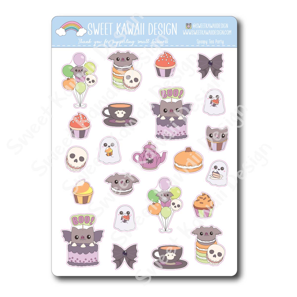 Kawaii Spoopy Tea Party Stickers