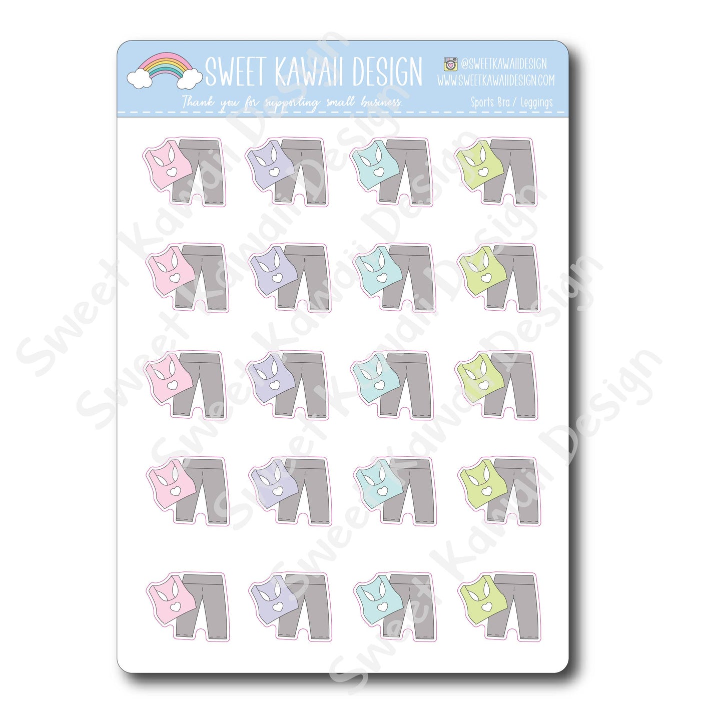 Kawaii Sports Bra and Leggings Stickers