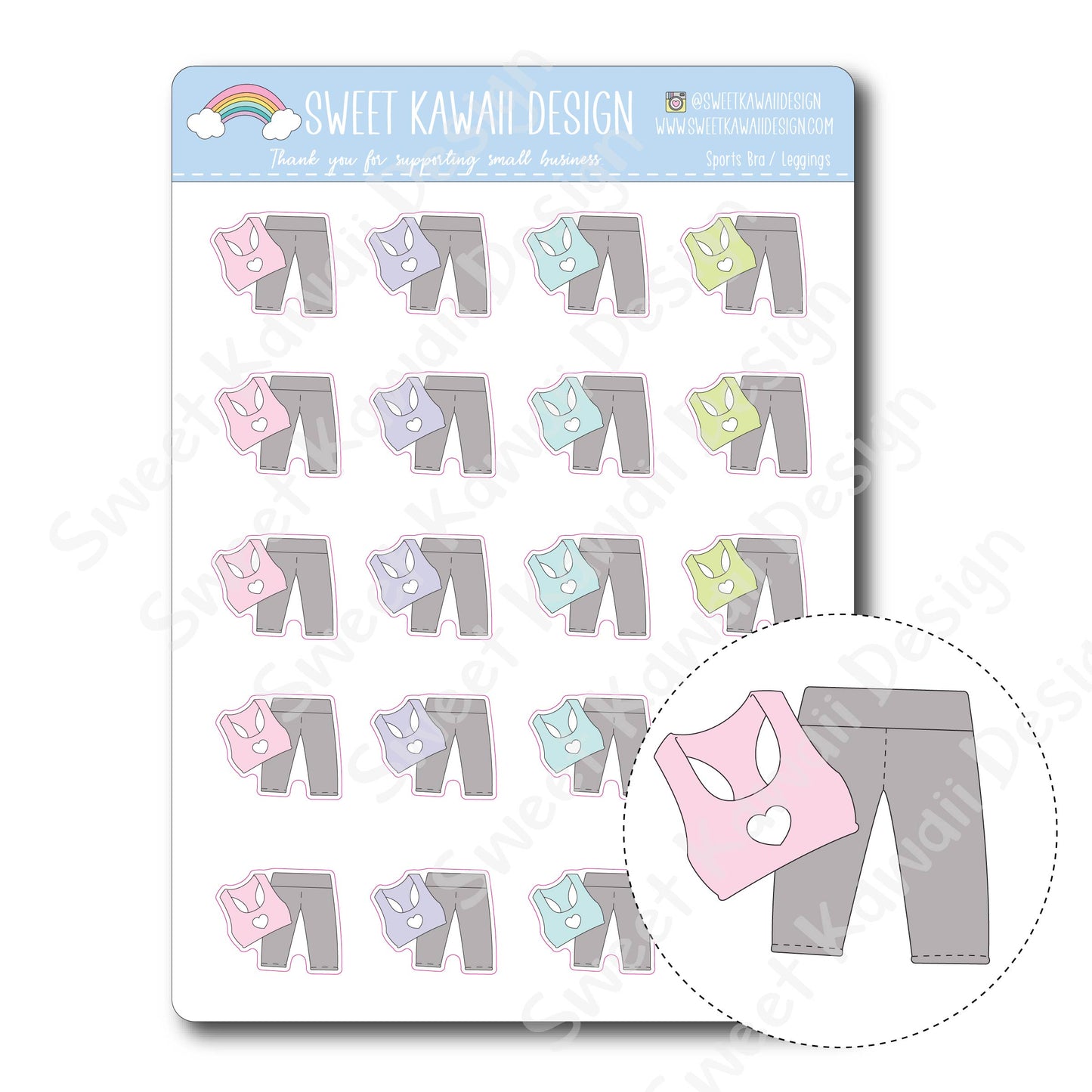 Kawaii Sports Bra and Leggings Stickers