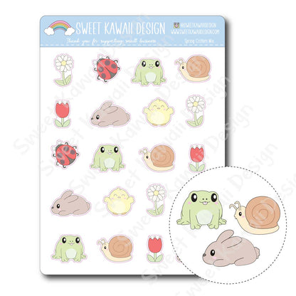 Kawaii Spring Critters Stickers