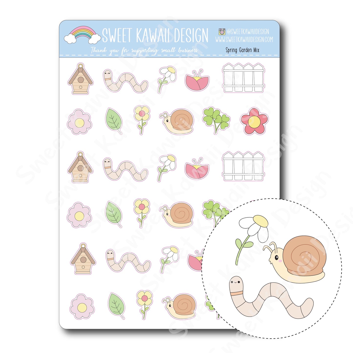 Kawaii Spring Garden Stickers