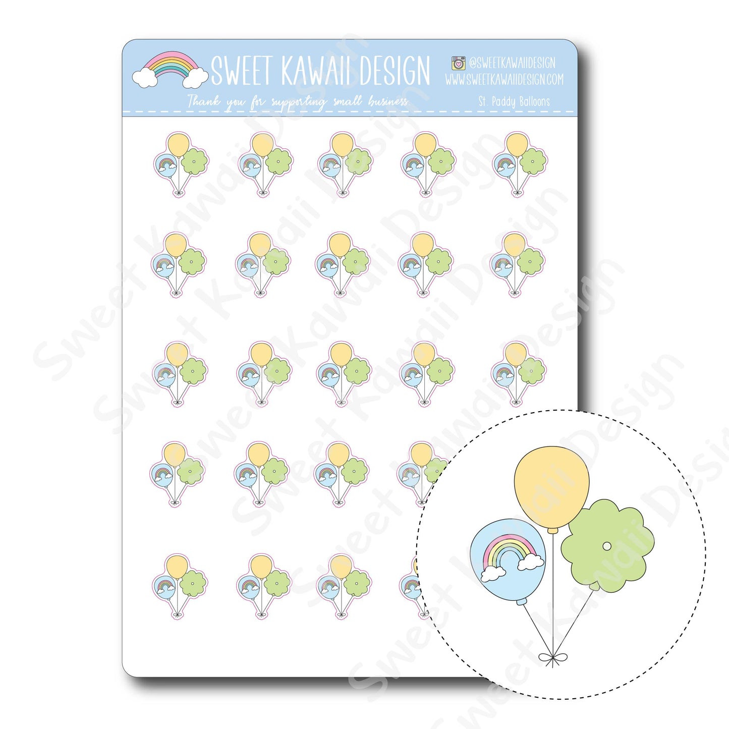 Kawaii St. Paddy Balloon Stickers